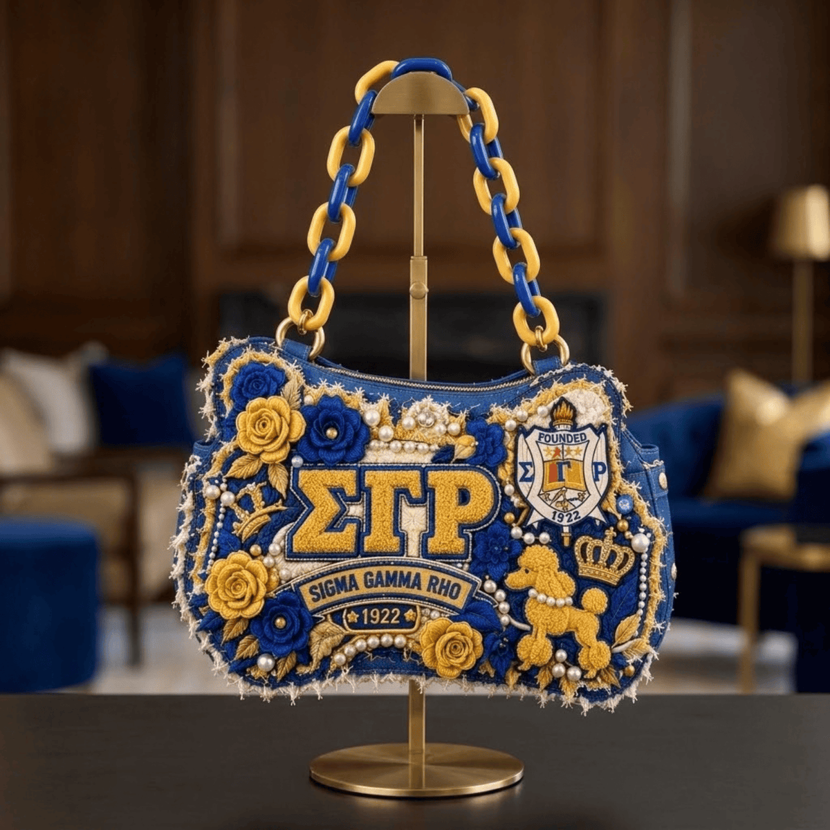 SGRO Sculptural Embroidered Denim Handbag NTKO