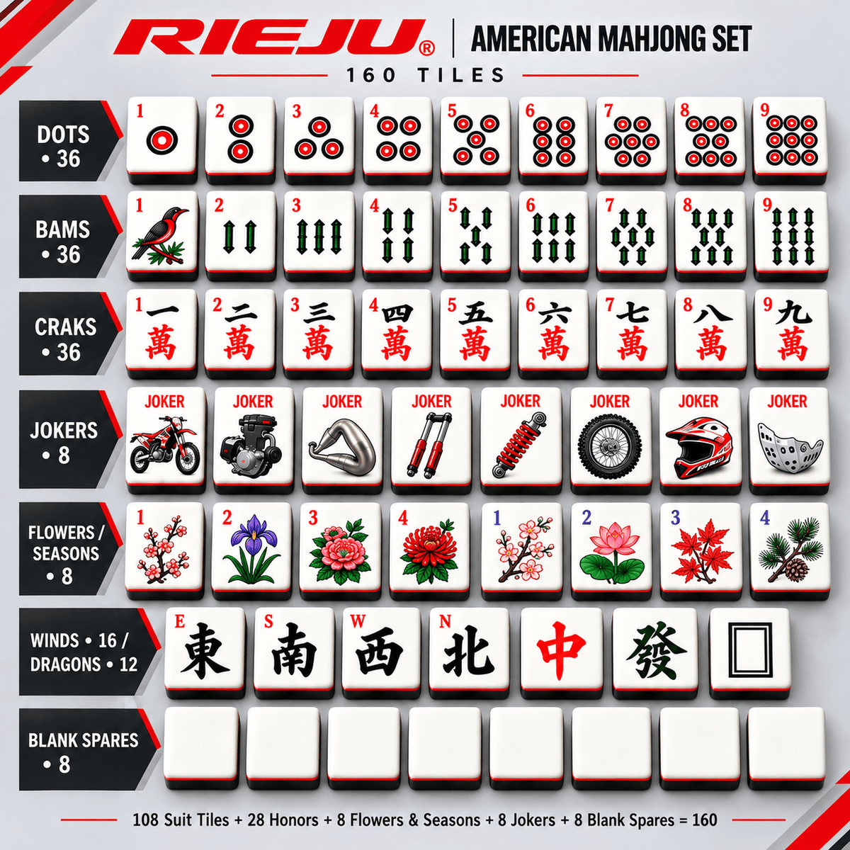Premium REJ Mahjong Tiles Set TTMH