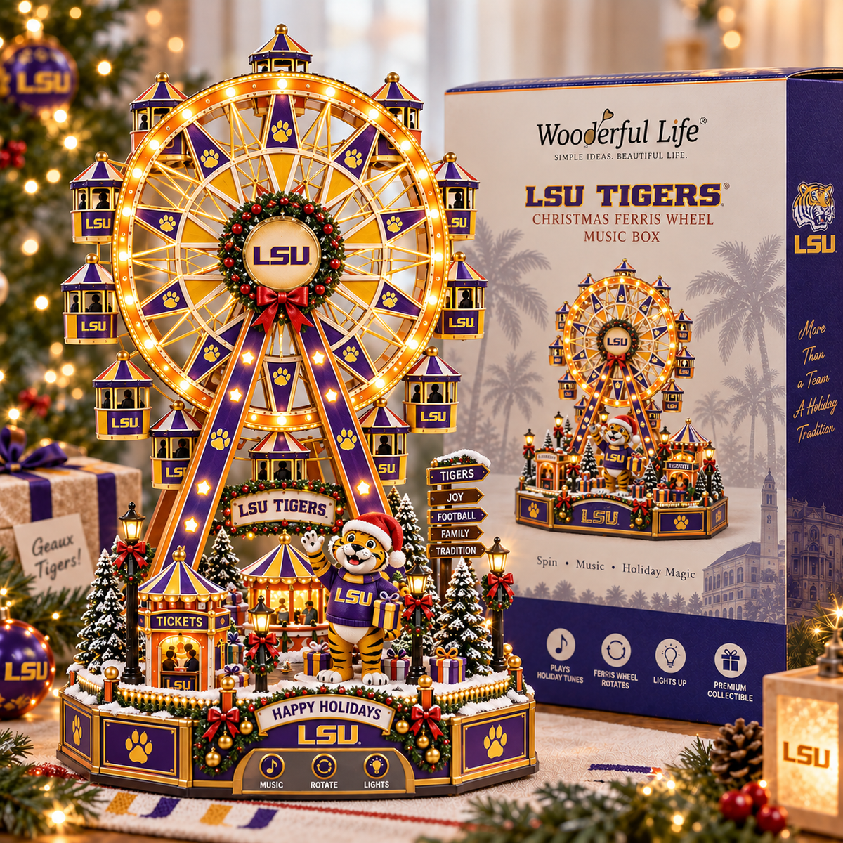 LSU Premium Christmas Carousel Music Box BMD