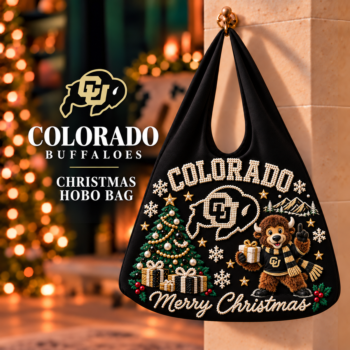 Premium CLB Pearl-Embellished Christmas Hobo Bag PVNA