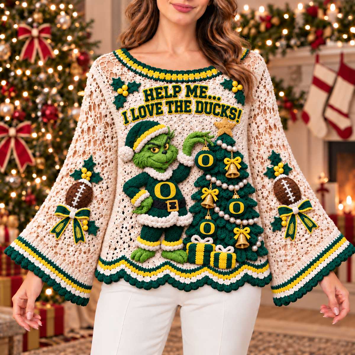 ORD Women’s Premium Christmas Bell-Sleeve Sweater TMH