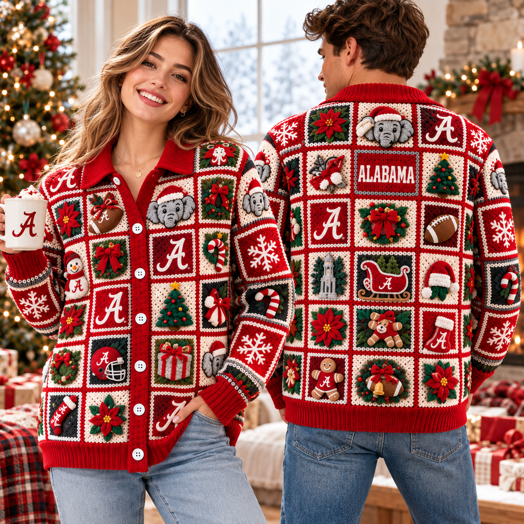 ACT Premium 3D Christmas Crochet Patchwork Cardigan NTNA